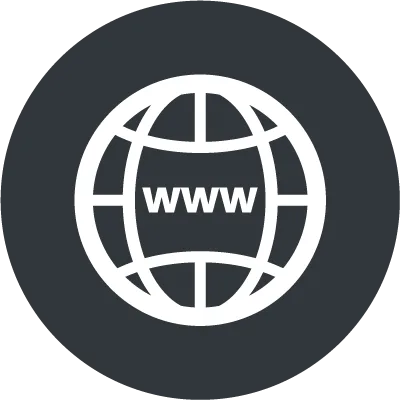 Website Icon in schwarz mit einem Kreis